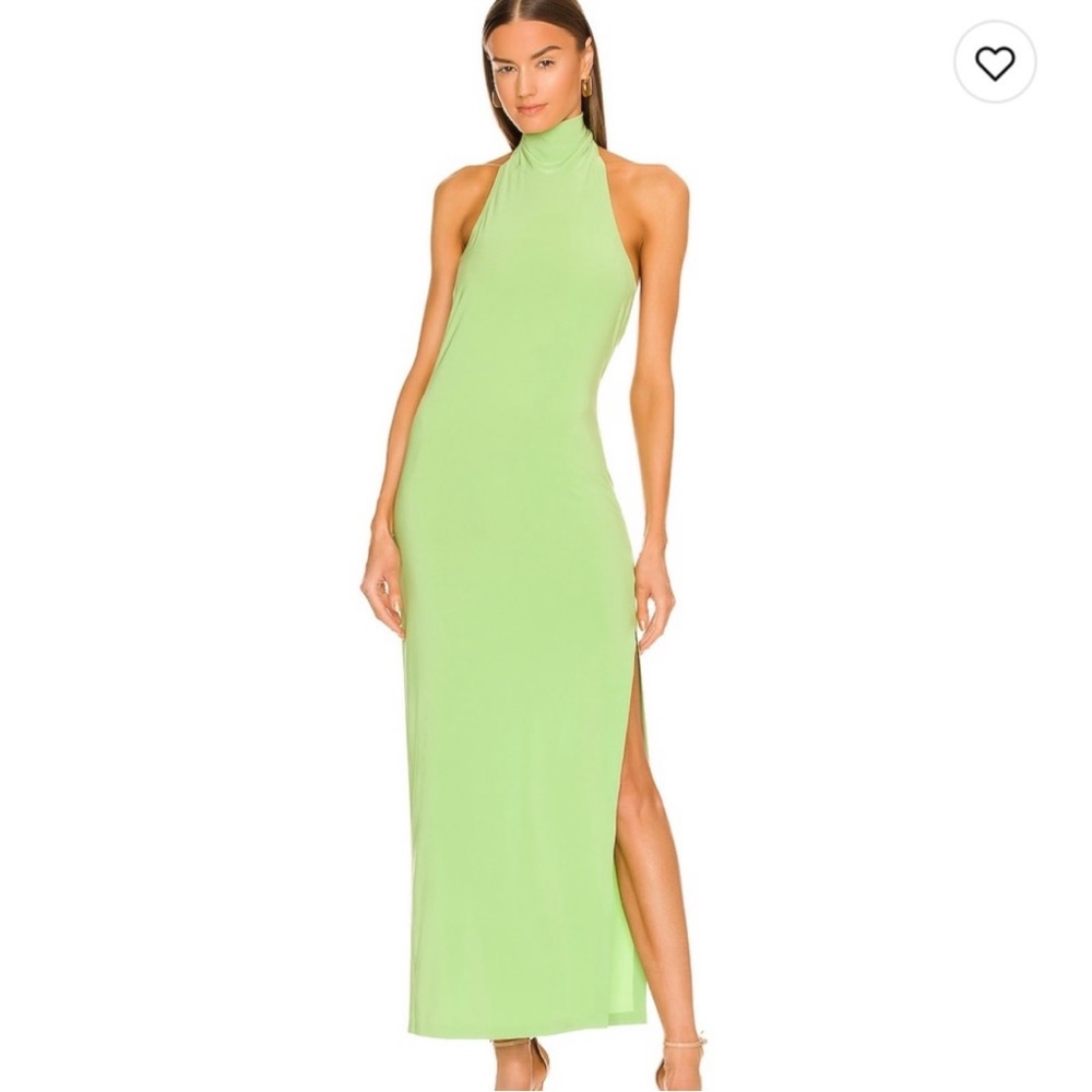 Halterneck Green Slit dress Norma Kamali